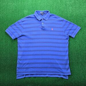 Polo Ralph Lauren Mens Polo Shirt XL Blue‎ Striped Rugby Golf Preppy Casual